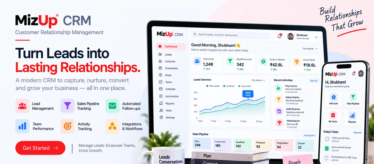 MizUp CRM dashboard in use