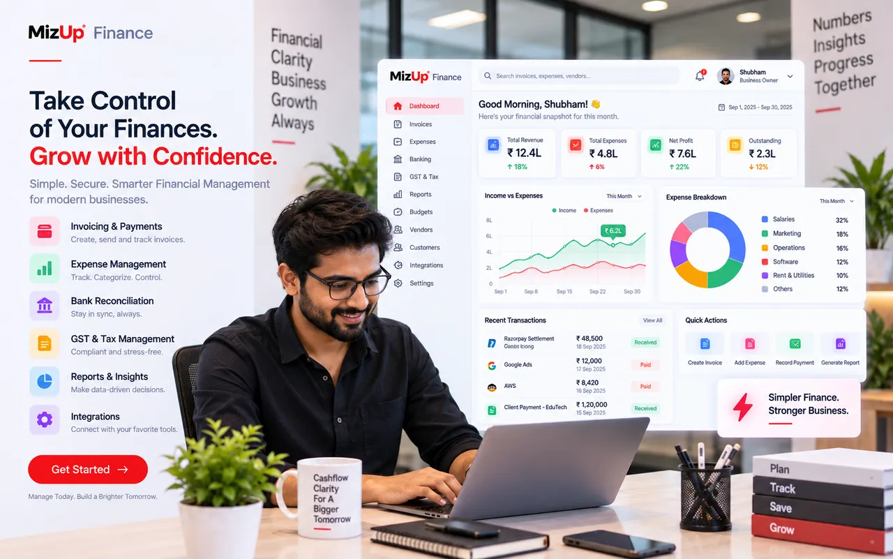 MizUp Finance dashboard in use