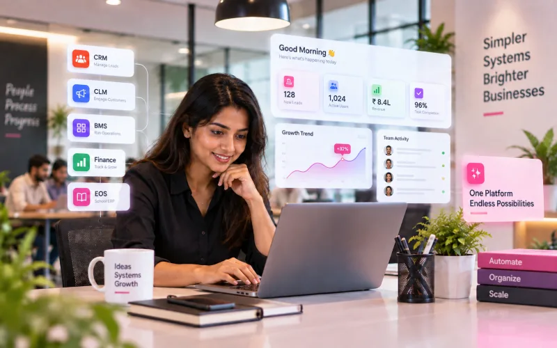One connected MizUp workspace for CRM, CLM, BMS, Finance and EOS