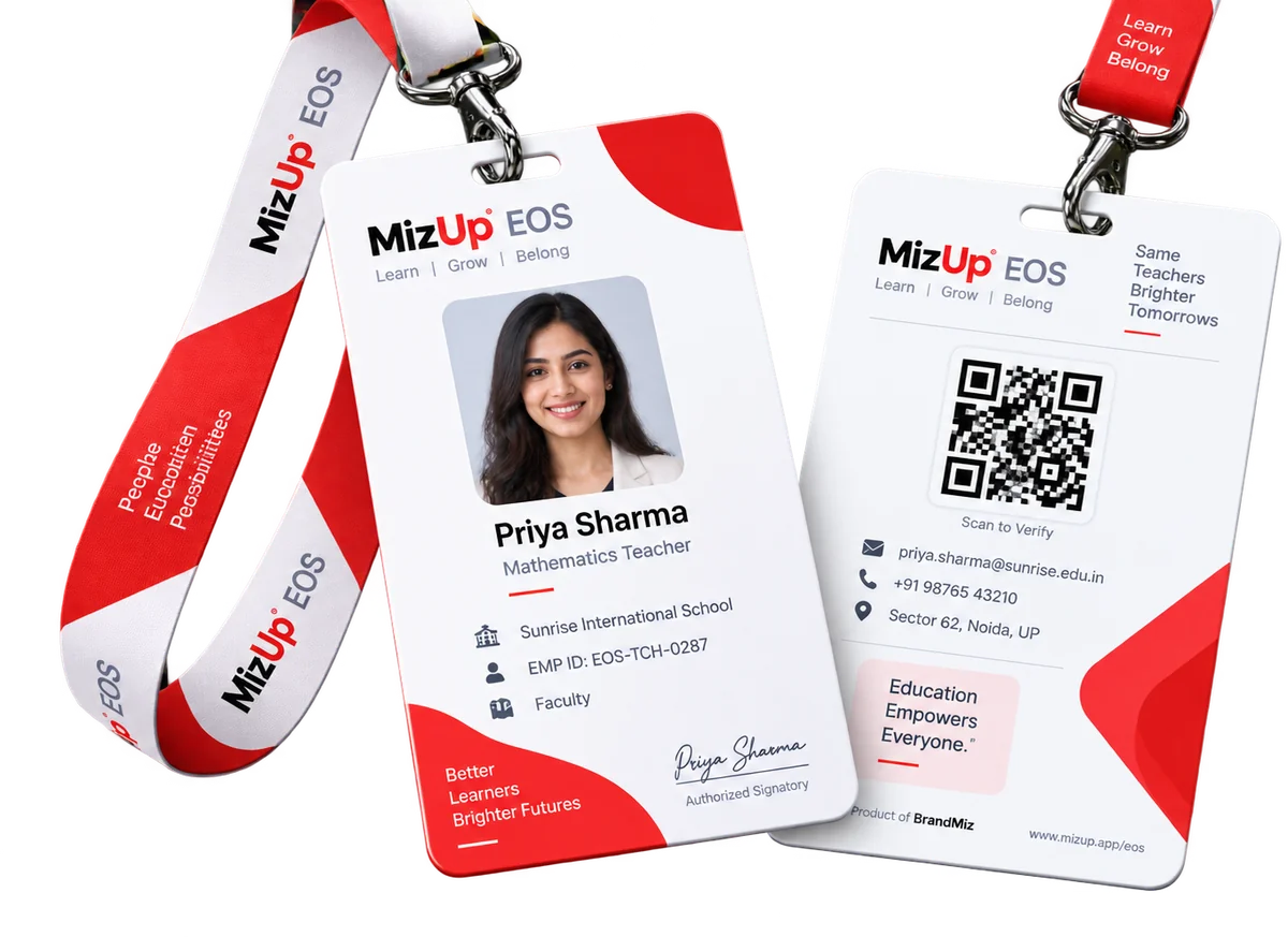 MizUp EOS ID card design with QR verification