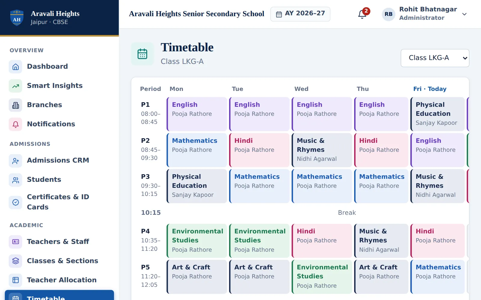 School timetable